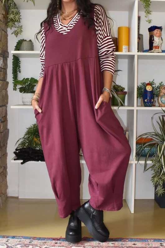 Lagen Barrel Jungaree Aubergine
