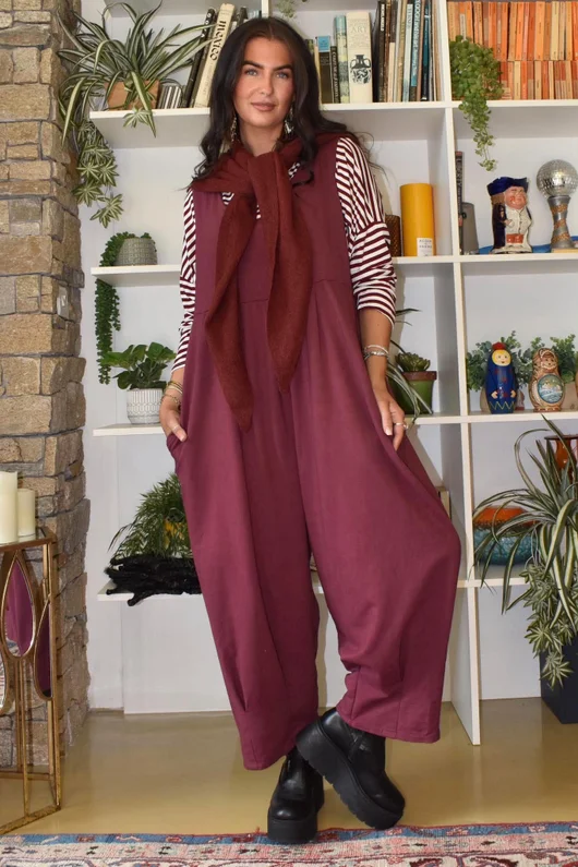Lagen Barrel Jungaree Aubergine