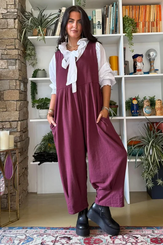 Lagen Barrel Jungaree Aubergine