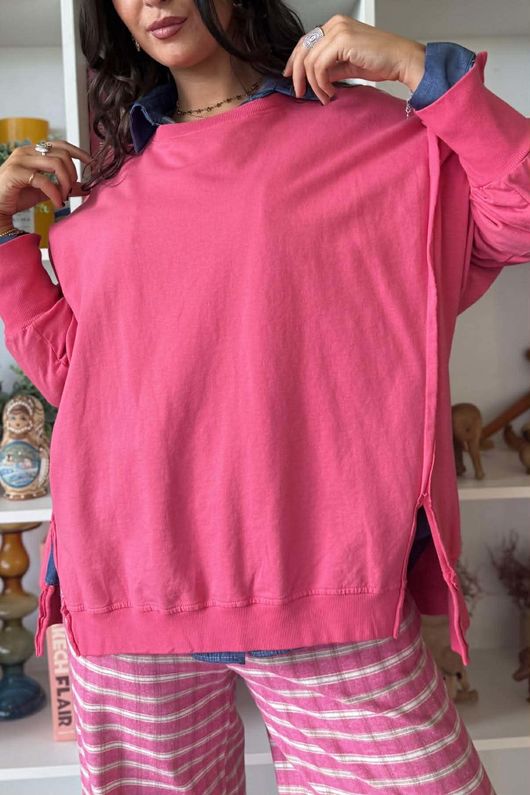 Lagen Chill Sweatshirt Hot Pink