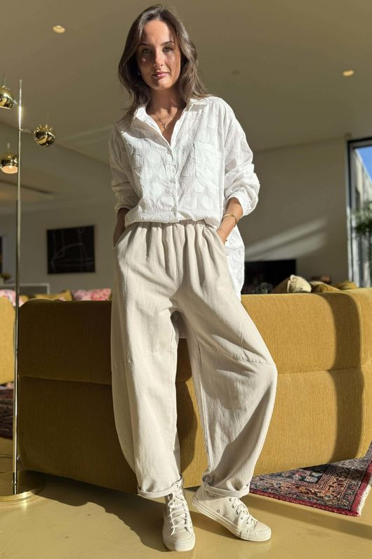 Lagen Classic Barrel Pant Stone