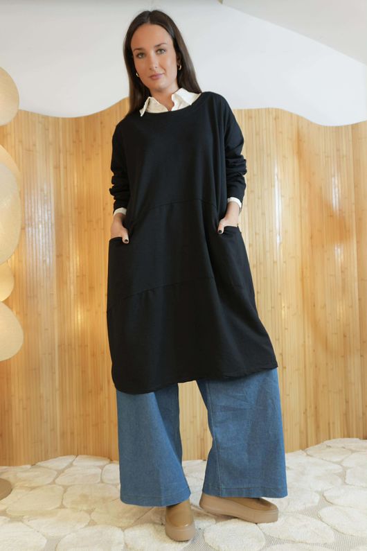 Lagen Classic Cocoon Tunic Black /9=
