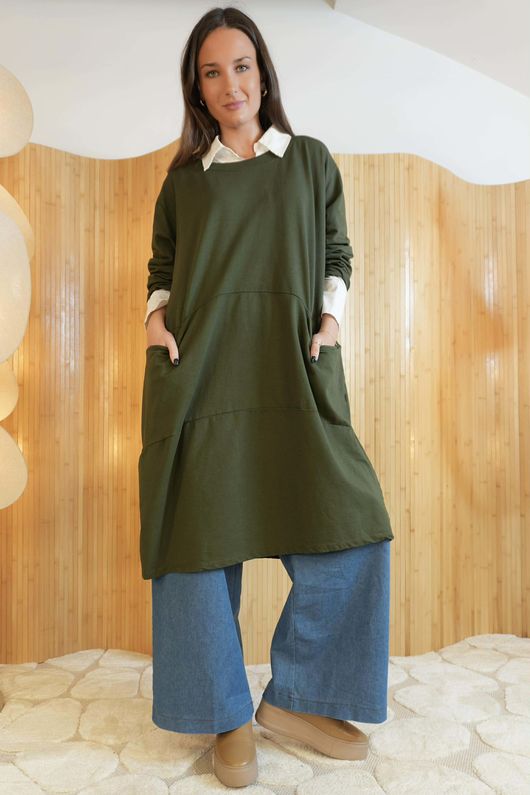Lagen Classic Cocoon Tunic Deep Khaki /11=