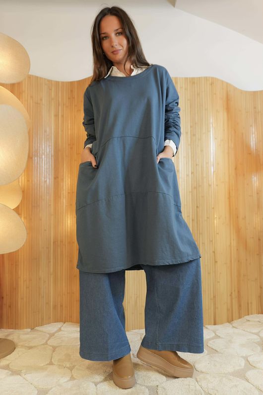 Lagen Classic Cocoon Tunic Denim /14=