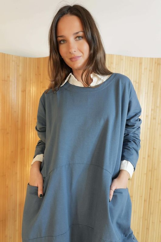 Lagen Classic Cocoon Tunic Denim