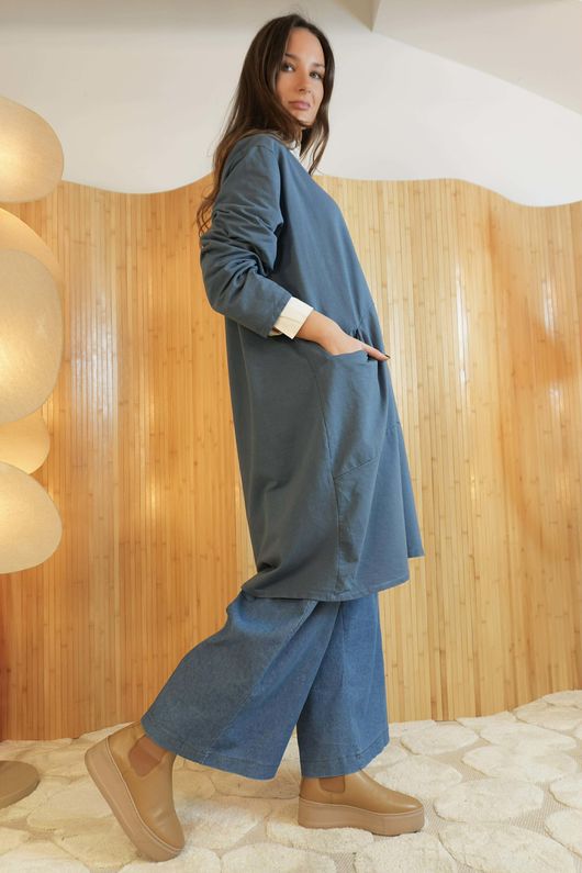 Lagen Classic Cocoon Tunic Denim
