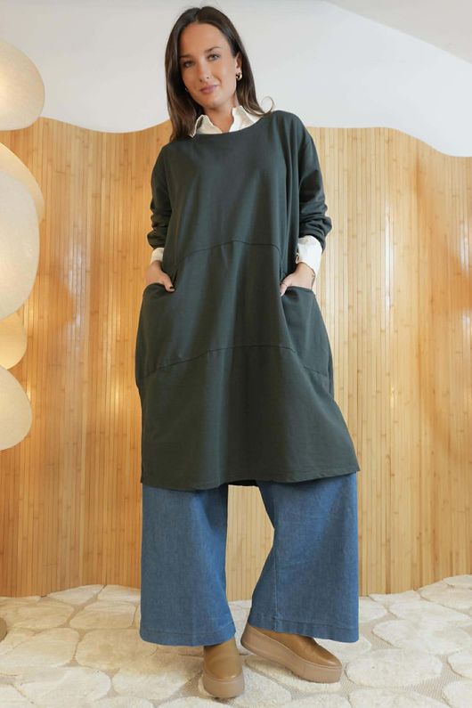 Lagen Classic Cocoon Tunic Graphite /13=