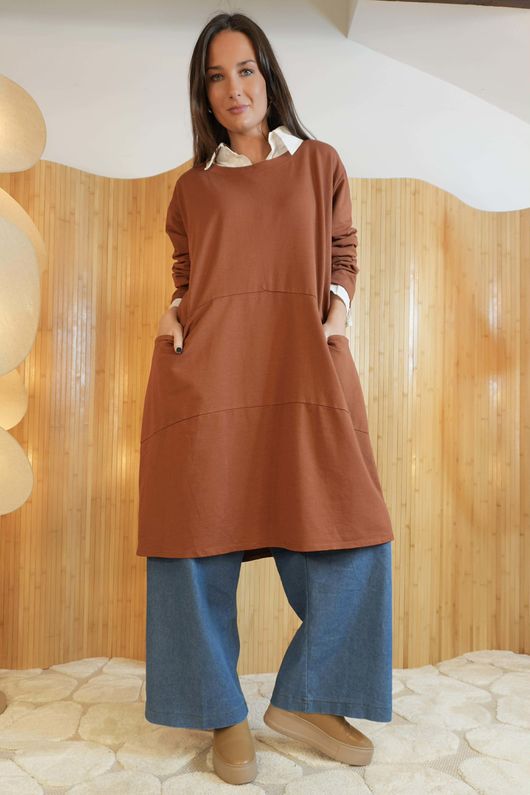 Lagen Classic Cocoon Tunic Rust /13=