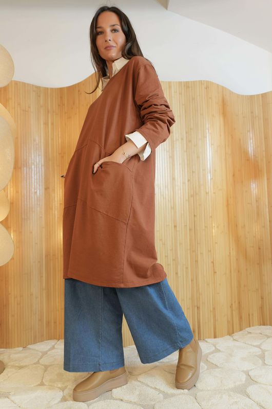 Lagen Classic Cocoon Tunic Rust