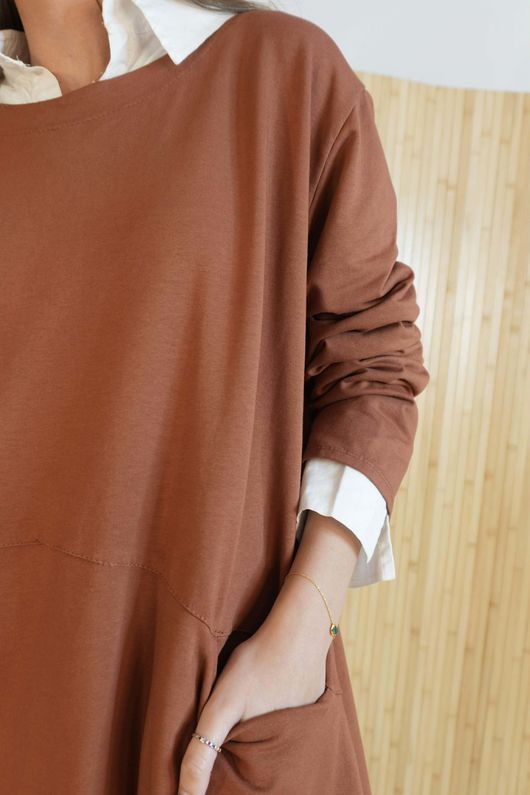 Lagen Classic Cocoon Tunic Rust