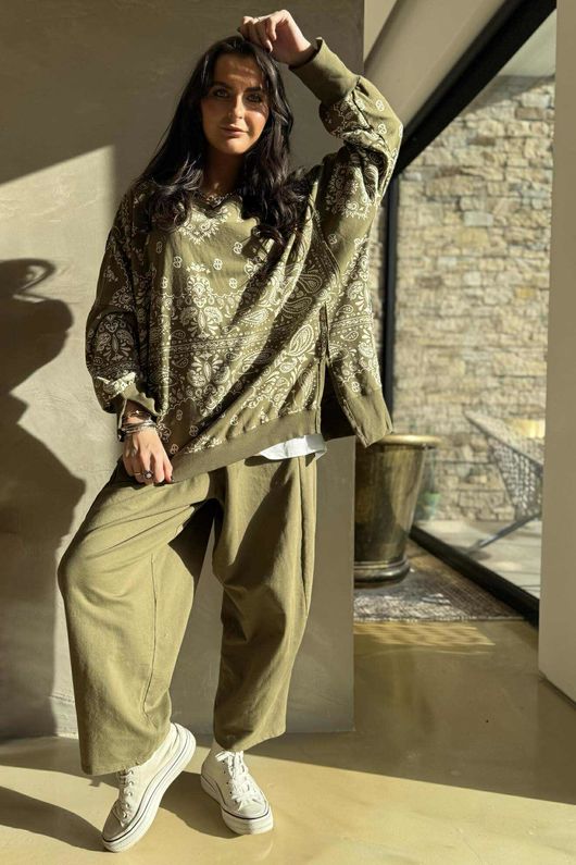 Lagen Classic Sweatshirt Barrel Pant Olive