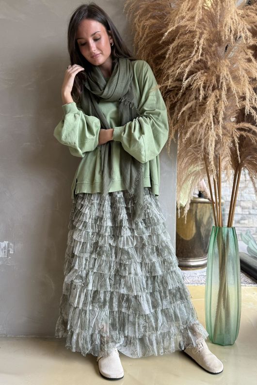 Lagen Lantern Sleeve Sweatshirt Matcha