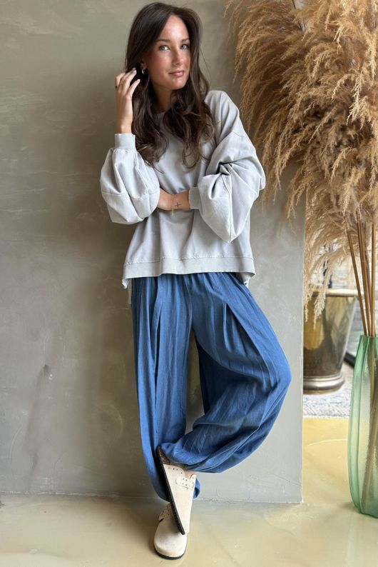 Lagen Lantern Sleeve Sweatshirt Smoke