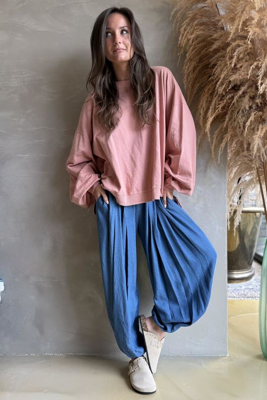 Lagen Lantern Sleeve Sweatshirt Soft Terracotta