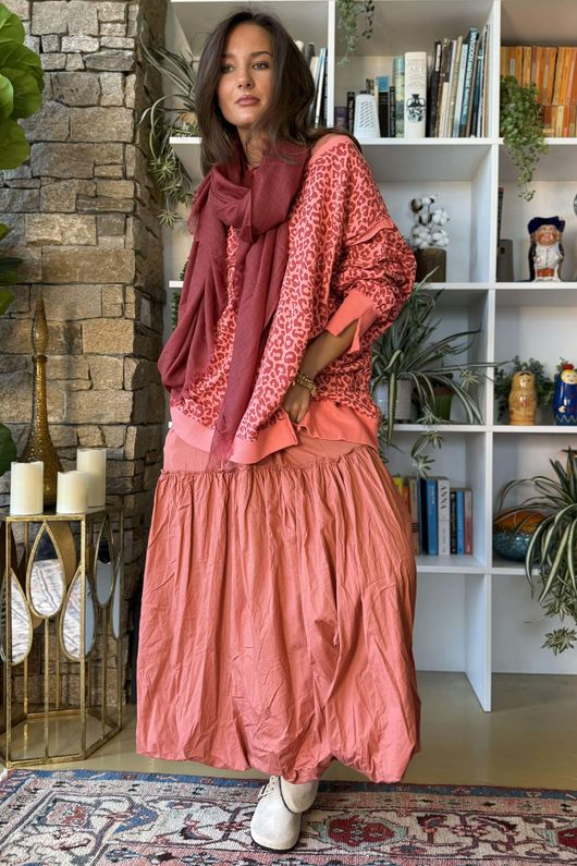 Lagen Leopard Chill Sweatshirt Coral & Indian Red