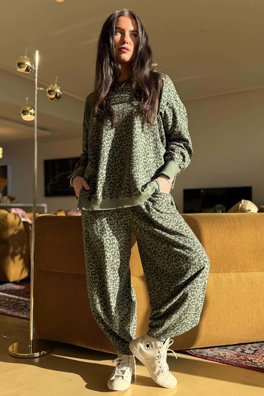 Lagen Leopard Chill Sweatshirt Khaki & Moss