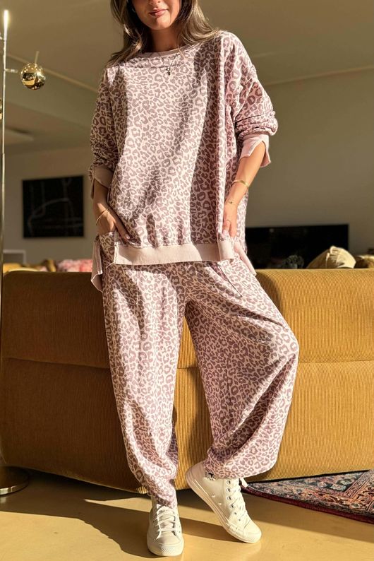 Lagen Leopard Chill Sweatshirt Rose & Plum