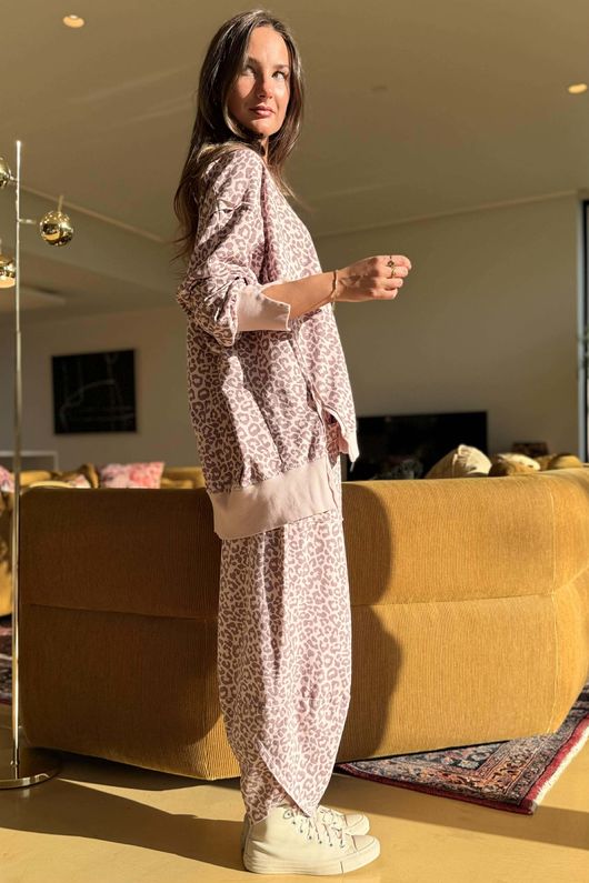 Lagen Leopard Chill Sweatshirt Rose & Plum