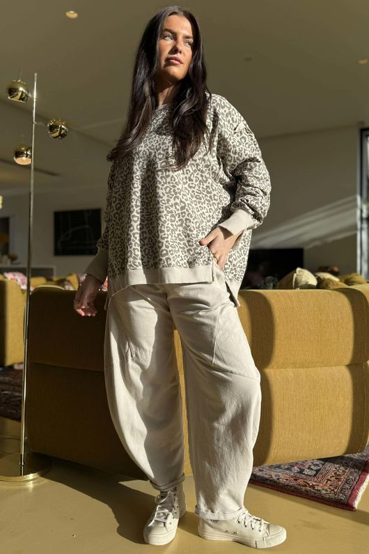 Lagen Leopard Chill Sweatshirt Stone & Earth
