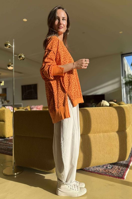 Lagen Leopard Chill Sweatshirt Sunset & Rust