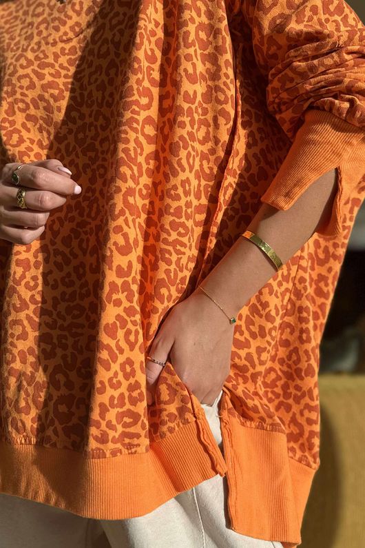 Lagen Leopard Chill Sweatshirt Sunset & Rust