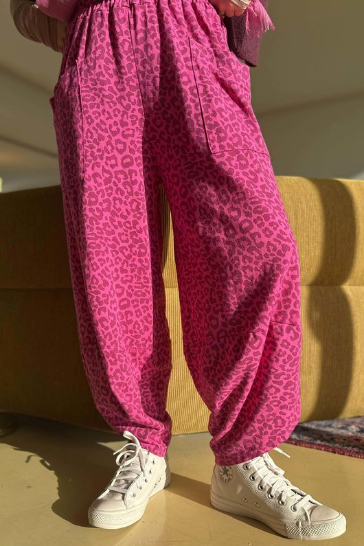Lagen Leopard Shelby Barrel Pant Hot Pink & Merlot