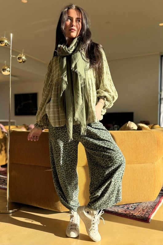 Lagen Leopard Shelby Barrel Pant Khaki & Moss