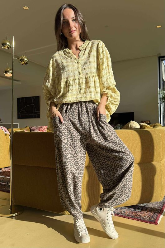 Lagen Leopard Shelby Barrel Pant Mocha & Choc