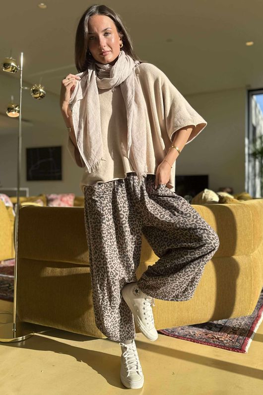 Lagen Leopard Shelby Barrel Pant Mocha & Choc