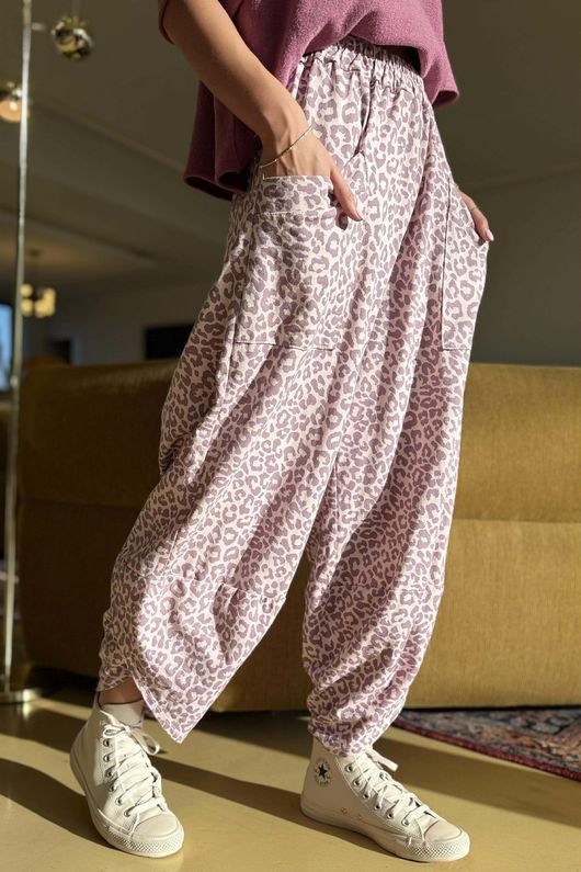 Lagen Leopard Shelby Barrel Pant Rose & Plum