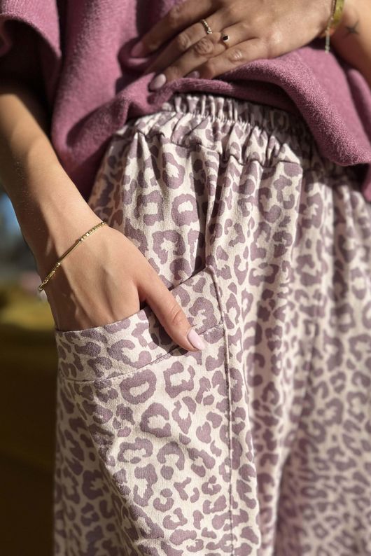 Lagen Leopard Shelby Barrel Pant Rose & Plum