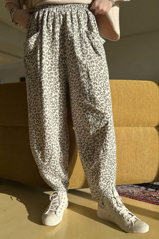 Lagen Leopard Shelby Barrel Pant Stone & Earth