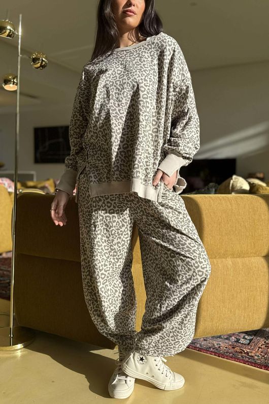 Lagen Leopard Shelby Barrel Pant Stone & Earth