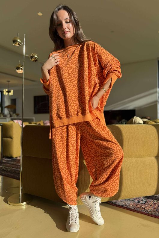 Lagen Leopard Shelby Barrel Pant Sunset & Rust