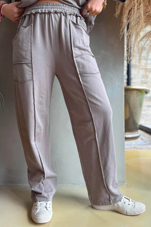 Lagen Panel Tapered Leg Trouser Mocha