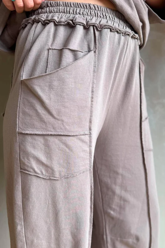 Lagen Panel Tapered Leg Trouser Mocha