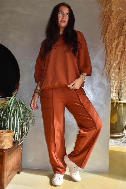 Lagen Panel Tapered Leg Trouser Rust