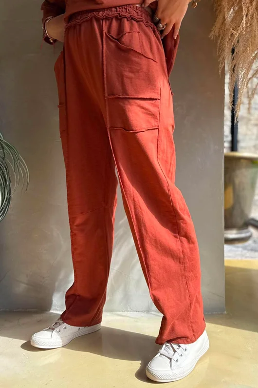 Lagen Panel Tapered Leg Trouser Rust