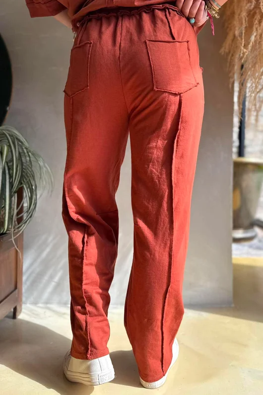 Lagen Panel Tapered Leg Trouser Rust