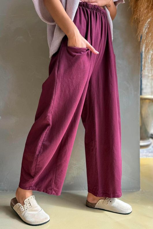 Lagen Relaxed Barrel Pant Aubergine