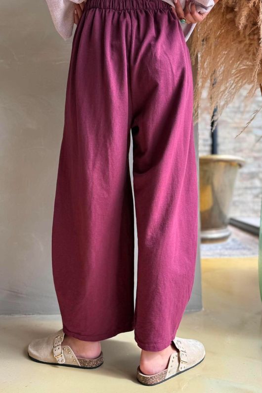 Lagen Relaxed Barrel Pant Aubergine