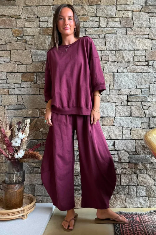 Lagen Relaxed Sweatshirt Aubergine 