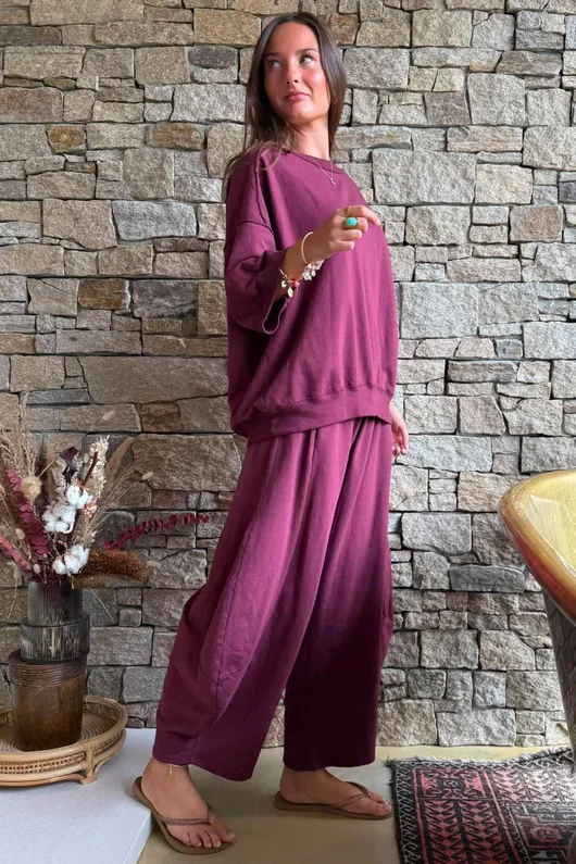 Lagen Relaxed Sweatshirt Aubergine 