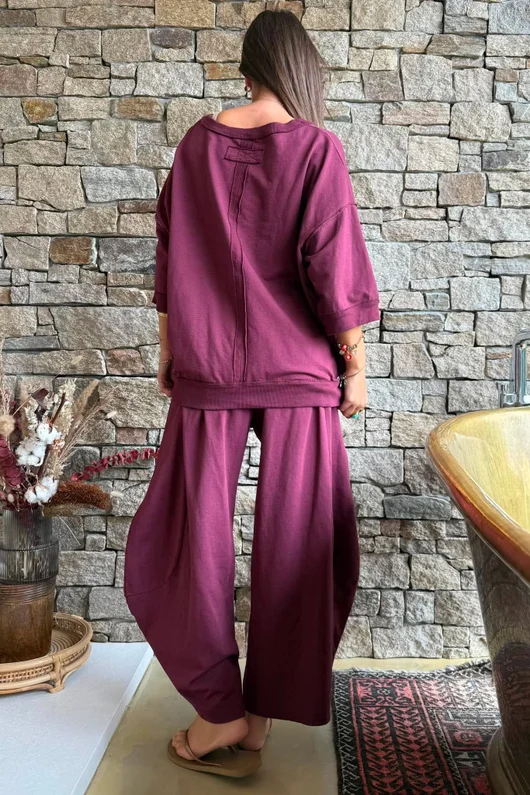 Lagen Relaxed Sweatshirt Aubergine 