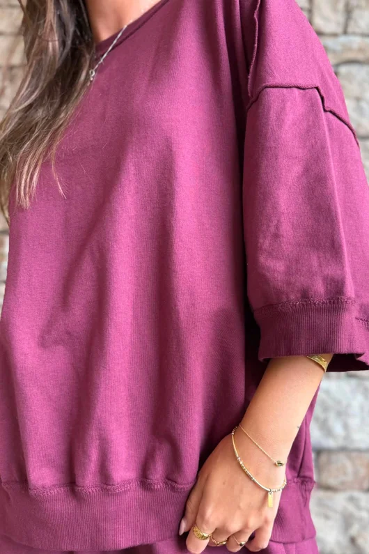 Lagen Relaxed Sweatshirt Aubergine 