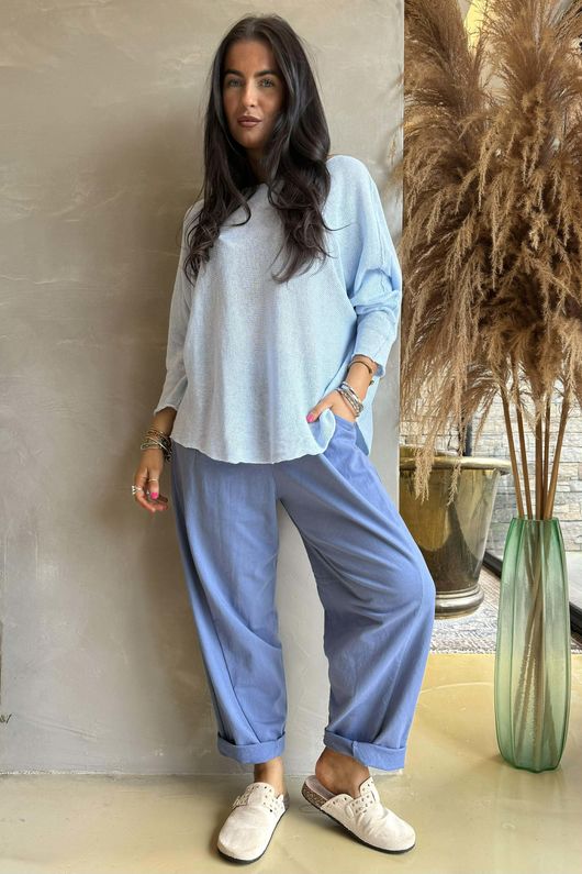 Lagen Seamed Tapered Barrel Pant Denim /9=