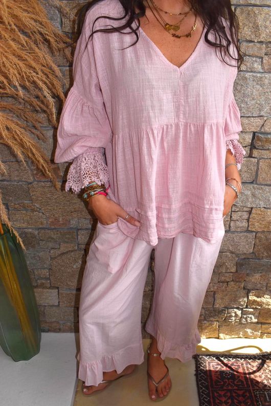 Larc Frill Kick Pant Rose