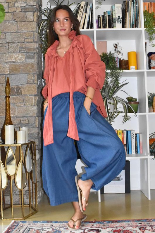 Larc Poet Blouse Indian Red