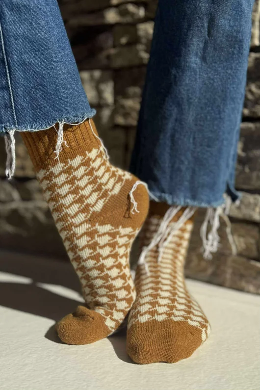 Cashmere Blend Houndstooth 5 Piece Sock Pack /7 