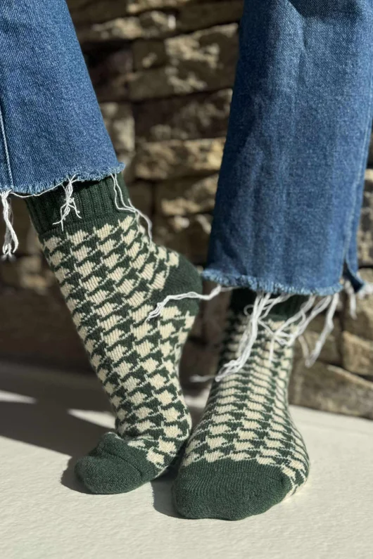 Cashmere Blend Houndstooth 5 Piece Sock Pack /7 